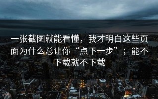 一张截图就能看懂，我才明白这些页面为什么总让你“点下一步”；能不下载就不下载