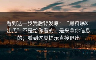 看到这一步我后背发凉：“黑料爆料出瓜”不是给你看的，是来拿你信息的；看到这类提示直接退出