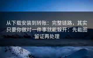 从下载安装到转账：完整链路，其实只要你做对一件事就能躲开：先截图留证再处理