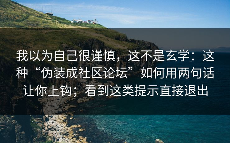 我以为自己很谨慎，这不是玄学：这种“伪装成社区论坛”如何用两句话让你上钩；看到这类提示直接退出