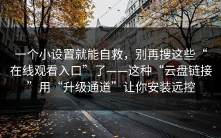 一个小设置就能自救，别再搜这些“在线观看入口”了——这种“云盘链接”用“升级通道”让你安装远控