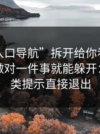 我把“入口导航”拆开给你看，其实只要你做对一件事就能躲开：看到这类提示直接退出