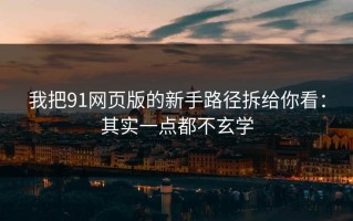 我把91网页版的新手路径拆给你看：其实一点都不玄学