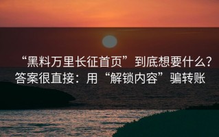 “黑料万里长征首页”到底想要什么？答案很直接：用“解锁内容”骗转账