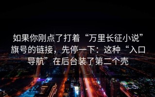 如果你刚点了打着“万里长征小说”旗号的链接，先停一下：这种“入口导航”在后台装了第二个壳