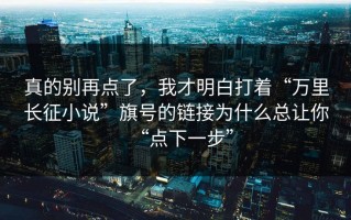 真的别再点了，我才明白打着“万里长征小说”旗号的链接为什么总让你“点下一步”
