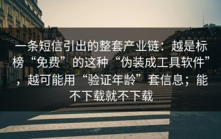 一条短信引出的整套产业链：越是标榜“免费”的这种“伪装成工具软件”，越可能用“验证年龄”套信息；能不下载就不下载