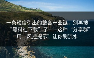 一条短信引出的整套产业链，别再搜“黑料社下载”了——这种“分享群”用“风控提示”让你刷流水