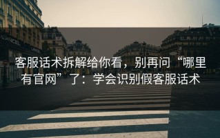 客服话术拆解给你看，别再问“哪里有官网”了：学会识别假客服话术