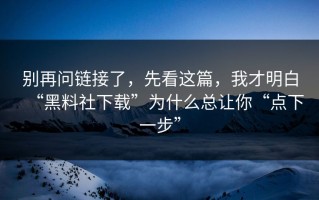 别再问链接了，先看这篇，我才明白“黑料社下载”为什么总让你“点下一步”