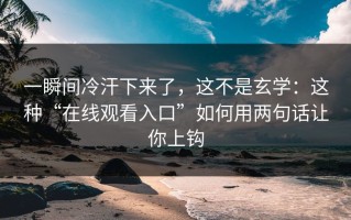 一瞬间冷汗下来了，这不是玄学：这种“在线观看入口”如何用两句话让你上钩
