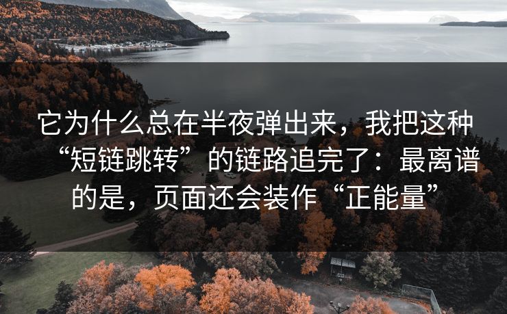 它为什么总在半夜弹出来，我把这种“短链跳转”的链路追完了：最离谱的是，页面还会装作“正能量”