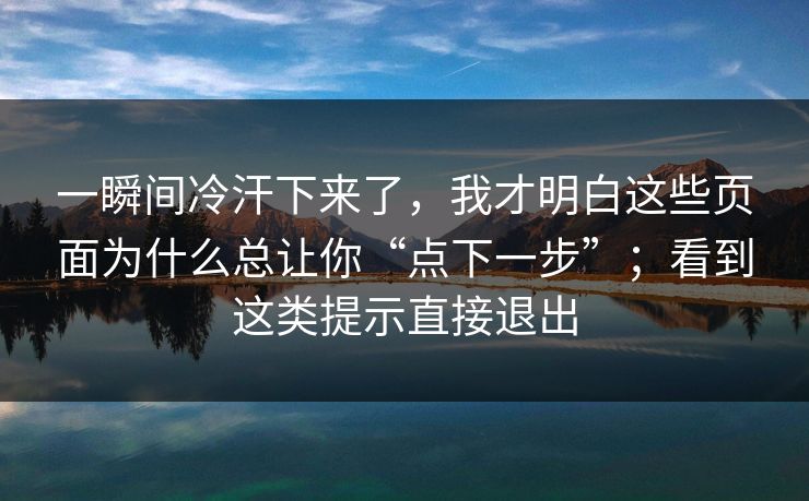 一瞬间冷汗下来了，我才明白这些页面为什么总让你“点下一步”；看到这类提示直接退出