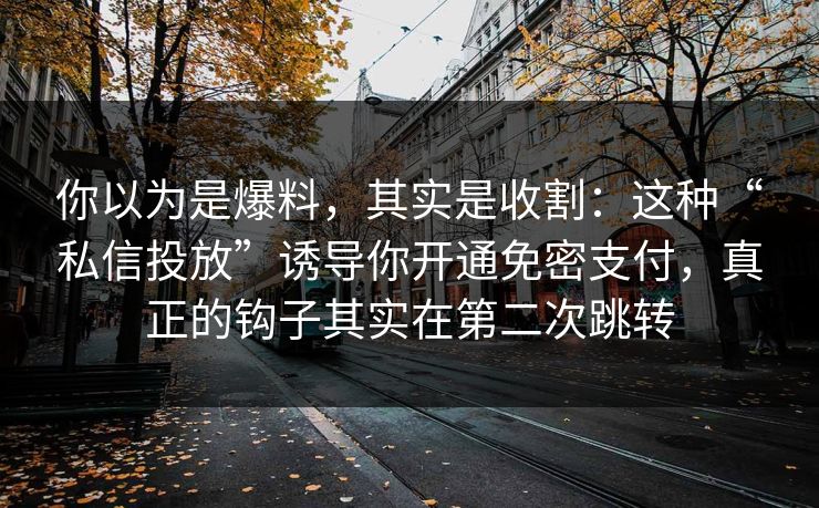 你以为是爆料,其实是收割:这种“私信投放”诱导你开通免密支付,真正的钩子其实在第二次跳转 你以为是爆料,其实是收割:这种“私信投放”诱导你开通免密支付,真正的钩子其实在第二次跳转