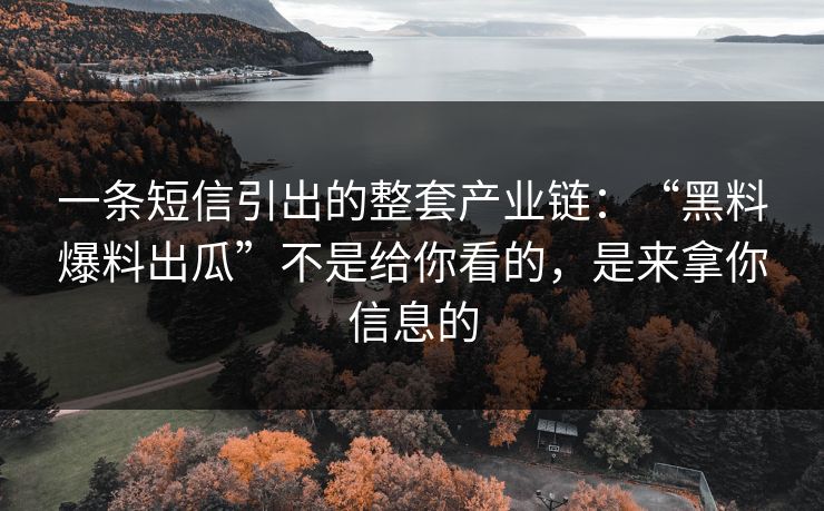 一条短信引出的整套产业链：“黑料爆料出瓜”不是给你看的，是来拿你信息的
