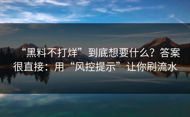 “黑料不打烊”到底想要什么？答案很直接：用“风控提示”让你刷流水-第1张图片-反差大赛全集站