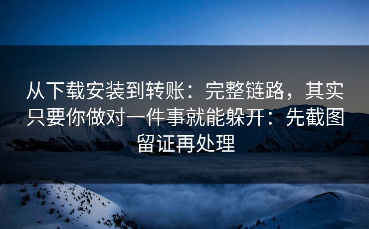 从下载安装到转账：完整链路，其实只要你做对一件事就能躲开：先截图留证再处理